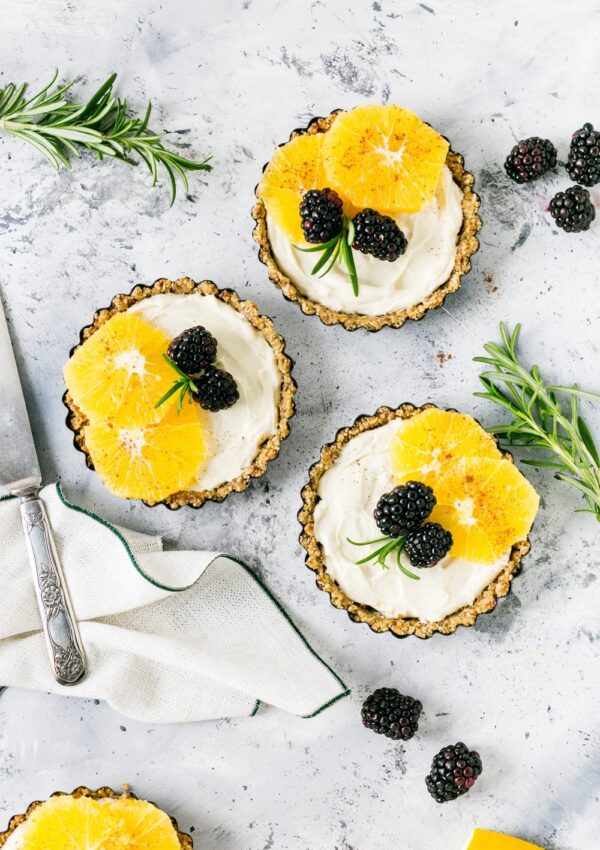 Clementine Coconut Cream Tarts with Macadamia Crust